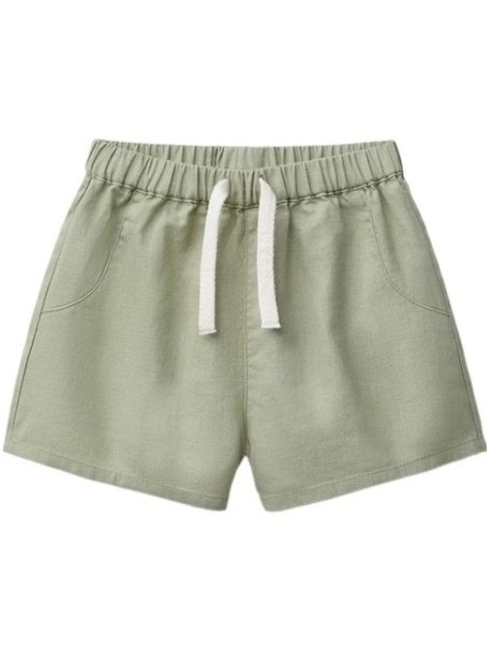 Zara Sage Green Elastic Drawstring Kids Shorts